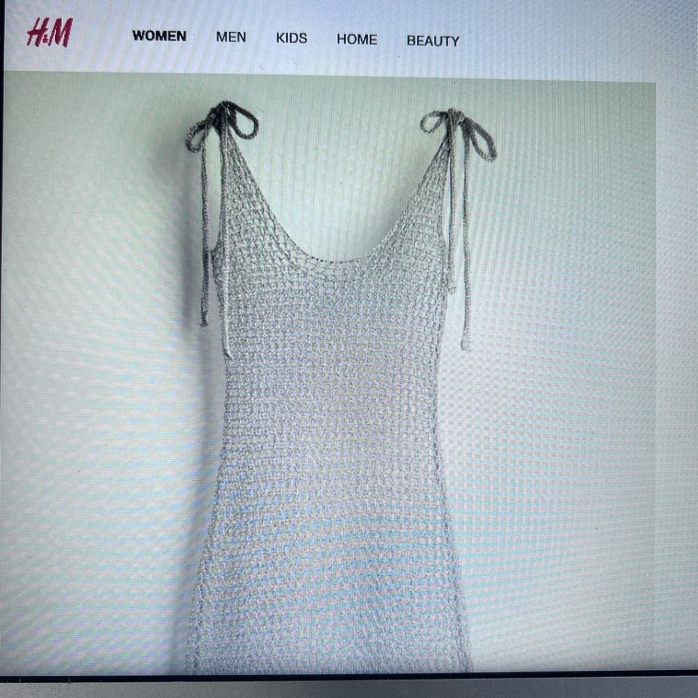 H&M Metallic Beach Dress with Tie Straps Size M